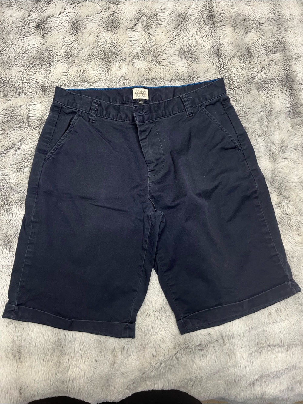 Armani Junior Navy Flat-Front Chino Shorts